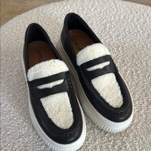 Black and Cream Slip-On Loafers